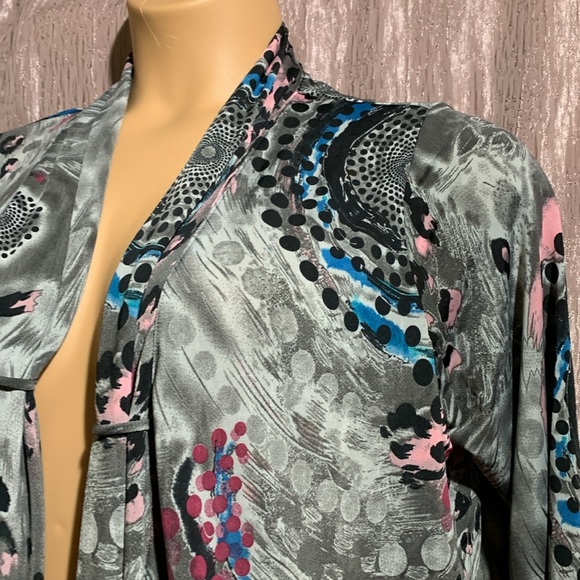 aDRESSing Woman Sweater Cardigan XL Short Animal Pring Gray Pink NWT Polyester - Picture 8 of 16